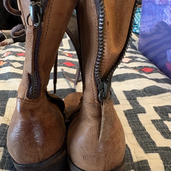 Tan Lace-Up Heeled Boots - Picture 2 of 6